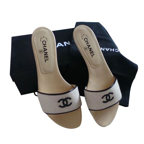 chanel beige mules